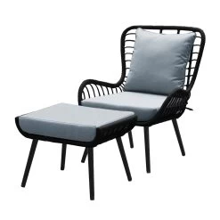 Royal Seasons COCOON Vlinderstoel Met Voetensteun Zwart